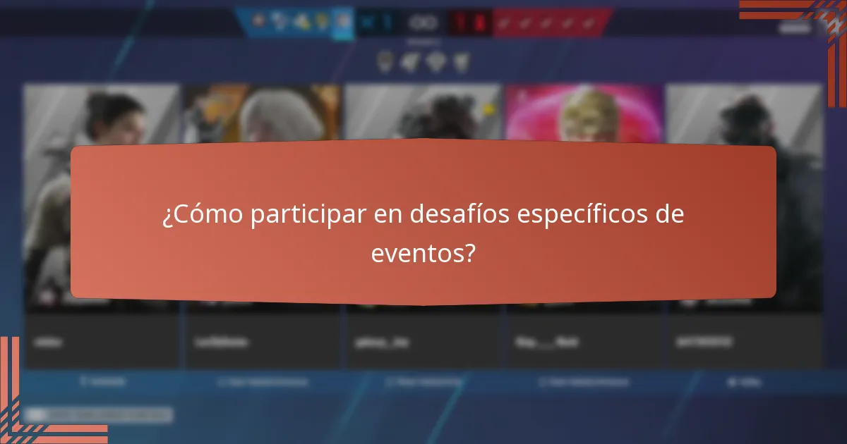 ¿Cómo participar en desafíos específicos de eventos?